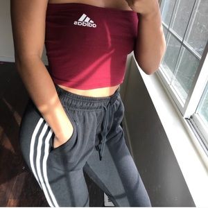 Burgundy Adidas Tube Top